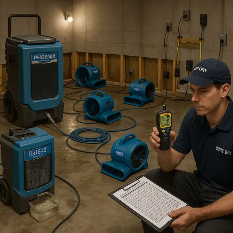 Structural Drying and Dehumidification process in Walcott, IA